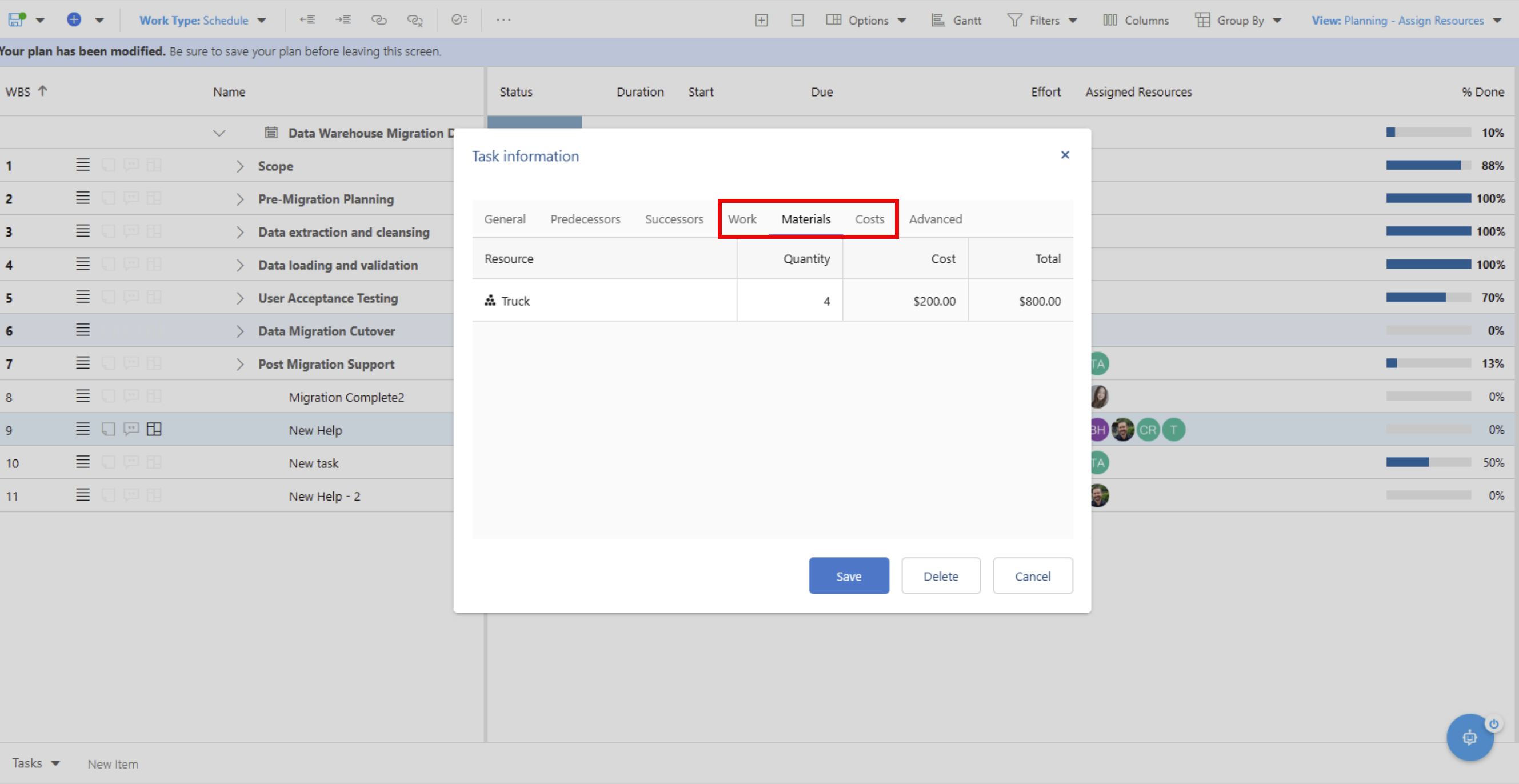 Resources are now grouped by type, making it easier to find and assign the right resource.